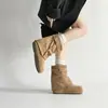 Botas de tornozelo estilo coreano preguiçoso de calçar 2026 fivela de couro superfície do sapato franzida combinação outono/inverno sola plana salto oculto plataforma de altura