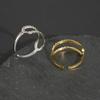 Accesorios coreanos sencillos de acero de titanio diseño para mujer sentido de alta gama mitad cadena hueco rectangular anillo de acero inoxidable venta al por mayor