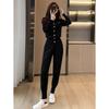 Traje de punto estilo pequeño fragante de la calle frita nueva de otoño transfronterizo 2024 Nuevo estilo de moda Pantalones casuales estilo occidental Conjunto de dos piezas