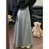 Preço Real! Fotos Reais! Saia Casual Versátil Feminina de Cintura Elástica Emagrecedora Reta Média Cintura Alta Elegante Midi