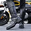 Botas Botas de Caña Alta para Hombre Botas de Trabajo Botas de Cuero para Ciclismo y Motocicleta Botas de Otoño Zapatos de Hombre Talla Grande Botas Impermeables