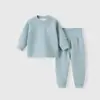 Conjunto quente para bebê para primavera, outono e inverno, segunda pele infantil com forro de fleece, parte de cima e de baixo separadas, unissex, mistura de lã e seda, top e calça de outono