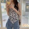 Camisola floral irregular transfronteiriça senso de design de verão veste fino menina quente doce top sem mangas moda feminina