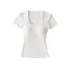 Camiseta Curta Sexy de Manga Curta com Decote U para Mulheres, Estilo Curto com Bojo, Top Sexy de Verão Justo que Marca a Cintura, Camiseta Básica de Cintura Alta
