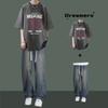 Camiseta de verano de manga corta para hombre, traje de rufián guapo, camiseta a juego con jeans modernos, ropa de moda para hombre, conjunto de dos piezas