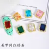 Celebridade Cyber Arte de Unhas Joias de Zircônia Super Brilho Gota d'Água Diamante Quadrado Cor Luz de Luxo Metal Armadura de Noiva Joia de Unha com Diamante Vazado