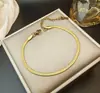 Popular Cadena de Hoja de Acero de Titanio Estilo Minimalista de Moda Pulsera Hueso de Serpiente Plana de Oro de 18 Quilates para Mujeres Ins Celebridad de Internet Collar de Moda Joyería