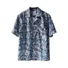 Camisa de Manga Corta Floral Hawaiana con Cuello Cubano Estilo Tailandés Hong Kong para Hombre, Camisa Holgada Casual