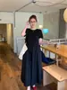 Ropa para Mujer de Tallas Grandes, Vestido de Retazos con Cuello Redondo y Manga Corta Estilo Jiangnan para Mujer, Alta Elasticidad, Vestido Largo Dulce y Adelgazante