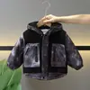 0044 Jaqueta de Algodão de Inverno para Meninos 5 Nova Versão Coreana Estilosa Casaco de Algodão para Bebê Jaqueta Parka Espessa com Forro de Lã para Crianças