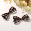 Estilo Preppy Coreano Tela Retro Cuadros Lazo DIY Pasador Pinza Lateral Goma Elástica Zapatos y Calcetines para Mujer Broche Accesorios
