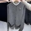 Suéter de Tricô de Manga Longa de Alta Qualidade para Mulheres, Novo Estilo Primavera e Outono 2026, Suéter Elegante de Gola Redonda com Pedrarias para Mulheres Plus Size