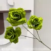 Arreglo floral de tres cabezas sin hojas con diseño de rosa de diamante en dos colores degradado para salón de bodas, hilera de flores, flores decorativas, venta al por mayor transfronteriza