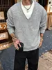 Suéter Falso de Dos Piezas con Cuello en V Profundo "Estilo Old Money" de Fábrica para Hombre en Otoño e Invierno, Tendencia de Suéter de Punto de Gama Alta y Relajado