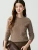 Estilo Sencillo para Ir al Trabajo Otoño Nuevo Cuello Redondo Tejido de Punto Trenzado Jacquard Suéter de Punto para Mujer Capa Base Adelgazante