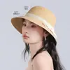 Sombrero de Pescador con Lazo Tejido de Rafia Estilo Chanel para Mujer, Transpirable con Protección Solar para Verano, Viajes, Vacaciones