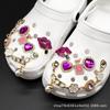 Zapatos de Madera Metálicos de Alta Gama Color Rosa y Morado Flores para Zapatos Desmontables DIY Bolsas para Agujeros de Zapatos Accesorios