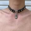 Colar com Zíper de Cabeça de Leopardo Harajuku Gótico Subcultura Nicho Design Punk Banda de Pescoço Versátil Coleira de Couro Punk Hip-hop