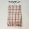 Cachecol de Xadrez Outono e Inverno Novo Imitação de Caxemira para Mulheres Estilo Coreano Xale Estilo Ins Xadrez Pequeno Cachecol Quente
