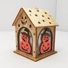 Cabaña de Madera Personalizada Decoración de Halloween Colgante Creativo con Luz LED Arreglo de Ambiente Cabaña Parpadeante