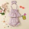 Popular Vestido de Verano para Bebé Niña Transfronterizo Vestido de Princesa para Niña Falda para Bebé Falda de Verano con Tirantes Shorts Pañuelo para la Cabeza Conjunto de Tres Piezas