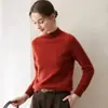 Suéter de Cashmere Feminino Outono e Inverno Novo Estilo Gola Meia Alta Macio e Fofo Base de Lã Roupa Íntima Malha Casual Solta