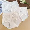 Ropa interior para mujer de algodón puro, hipoalergénica, sin costuras y con ribete de encaje, antibacteriana 10A, con refuerzo extendido de algodón puro, transpirable, elástica y de diseño de cintura media