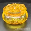 Cuenco de Tesoro de Vidrio Artículos de Decoración para el Hogar Arreglo Feng Shui Adornos Regalos Adornos de Cristal Amarillo Adornos de Vidrio