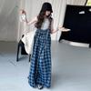 Mono chaleco de rejilla estilo coreano con tirantes rojos para mujer primavera y verano 2025 nueva moda coreana traje casual
