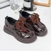 Zapatos de Cuero con Lazo para Niñas, Nuevos Zapatos de Princesa de Suela Blanda para Otoño, Mocasines Estilo Universitario para Niños, Zapatos Negros de Rendimiento
