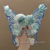 Pasador Grande de Mariposa con Flores de Seda Florales, Pin Lateral, Polilla Fluttering tipo Hada, Dulce Accesorio de Cabello de Princesa, Tocado Estilo Antiguo Hanfu