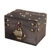Caja de Madera Exquisita Retro Estilo Chino con Cerradura, Caja de Almacenamiento de Escritorio para Artículos Varios, Caja de Almacenamiento de Documentos, Caja de Madera Estilo Antiguo, Caja Especial