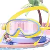 Gafas de Natación para Niños y Niñas, Gafas de Buceo Impermeables y Antivaho de Alta Definición con Marco Grande para Niños, Equipo Profesional de Gorra Espejo