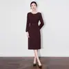 2511910-Vestido de Longitud Media de Gama Alta, Sencillo y Elegante, Aspecto Adelgazante de Cintura, Lujo Elegante y Accesible, Nuevo Estilo Otoño e Invierno para Mujer
