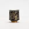 Taza de Cerámica Negra Dinastías Tang y Song con Detalles Dorados, Diseño de Dragón Pintado a Mano, Taza para Cata de Té, Taza Individual para el Hogar para Hombres