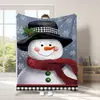 Manta de Muñeco de Nieve Navideño Transfronteriza 2026, Manta de Peluche de Papá Noel Impresa Digitalmente, Manta para Siesta para Todas las Estaciones