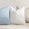 26 Amazon Funda de Cojín Estilo Bohemio Algodón Lavado Lino Borde Ancho Color Sólido Funda de Cojín Decorativo para Sala de Estar Sofá Dormitorio