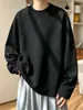 Sudadera gris claro con cuello redondo para hombre, estilo otoño, hombros caídos, corte holgado, simple y versátil, suéter moderno, prenda exterior gruesa para adolescentes