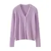 Cardigã feminino de cashmere 100% puro cashmere de cabra novo vintage solto moda gola V malha quente casaco suéter
