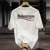 Camiseta de manga corta de algodón grueso de verano para hombre, con estampado de marca, manga corta, letras, estilo japonés, holgada e informal.