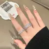 Anillo de Apertura Sencillo Dulce Rosa Full Diamante para Mujer Lujo Ligero Gama Alta Nicho Personalizado Sencillo Versátil Elegante