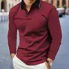 2025 Camisa Polo Masculina de Manga Longa Europeia e Americana Primavera e Outono Nova Estampa 3D Casual de Negócios Camisa Polo com Botão