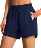 2025 Amazon Shorts Esportivos para Corrida Secagem Rápida Leves para Fitness Feminino Verão com Bolsos com Zíper Roupa Esportiva Casual Feminina