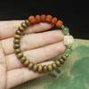 Cuentas de Ábaco de Sándalo Verde con Pulseras de Rudraksha, Flores de Madera, Pulseras de Estilo Chino, Joyería para Hombre y Mujer, Cuentas Budistas, Cuentas de Rosario