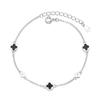 Pulsera de Plata S925 Oro Rosa Trébol de Cuatro Hojas de la Suerte Ágata Roja Natural Joyería Blackstone Regalo para Mujer Día de San Valentín