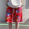 2024 nuevo de moda verano noreste tela de flor grande fina holgados casuales shorts de celebridad de internet para hombre shorts de pierna ancha