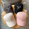 Gorra de Béisbol Estilo Ins Coreano para Niñas con Lazo, Sombrero Rosa Romántico Dulce y Lindo, Gorra de Visera Suave Versátil