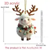 Nuevo producto transfronterizo: Bufanda de asta de reno navideño, adorno acrílico de cordero pequeño, decoración de árbol de Navidad de oveja, adorno colgante acrílico