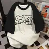 Diseño de Bloques de Color con Estampados Divertidos, Camiseta de Manga Corta para Parejas, Corte Holgado Casual, Top Versátil y de Moda para el Trabajo