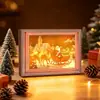 FGMZCT001-042 Imán para refrigerador de vacaciones navideñas, marco de fotos luminoso, decoración, póster de madera, accesorio magnético DIY